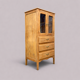 Buffet parisien vitré Art déco en bois brut