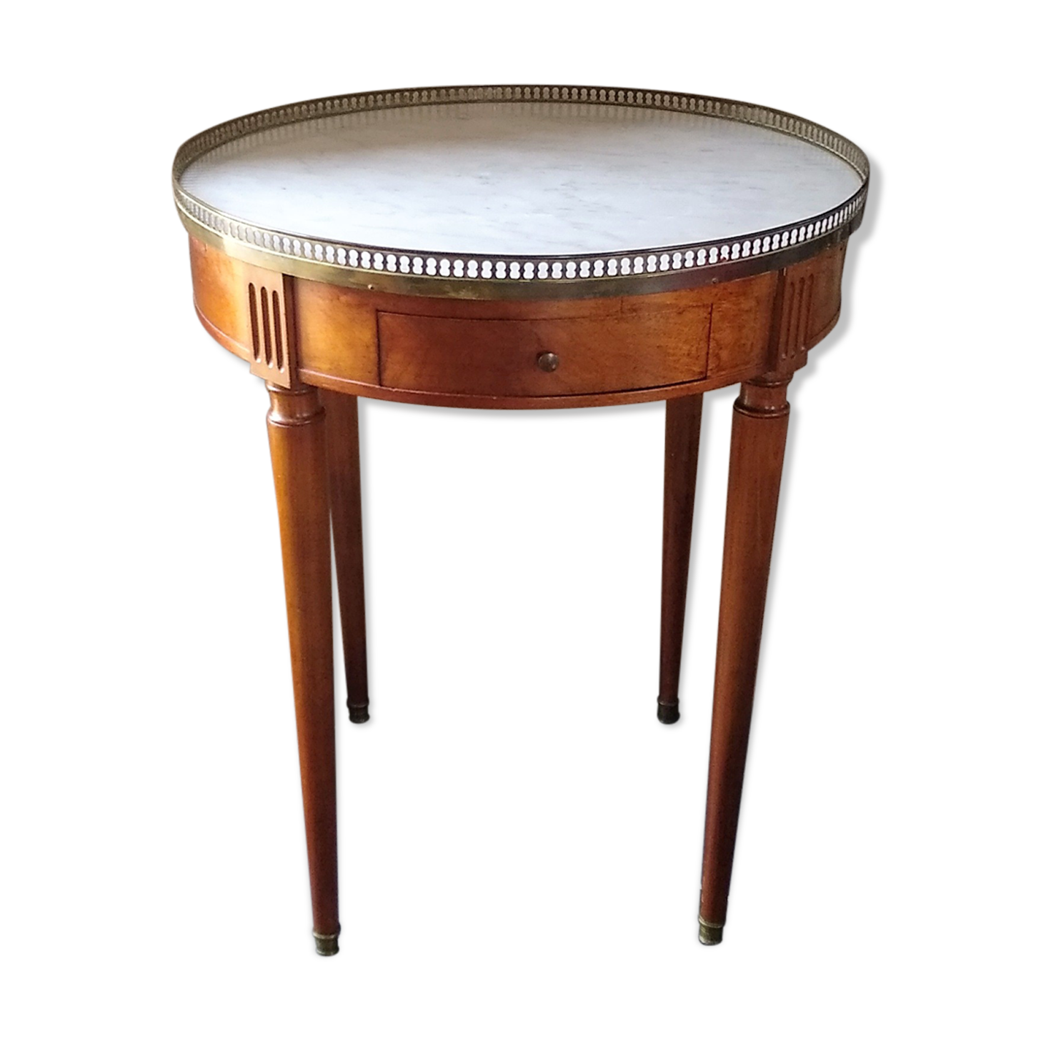Mahogany hot water bottle table with marble top