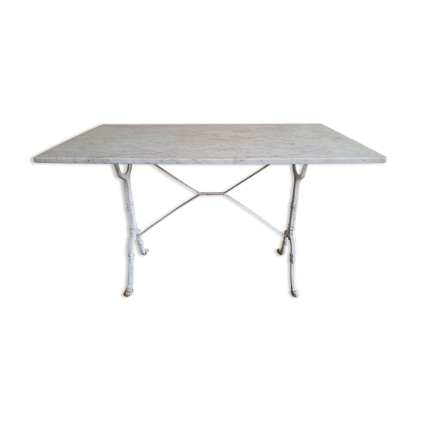 Bistro table cast iron and white marble - garden terrace