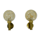 Pair of brass and glass wall lamps, Denmark, 1970s