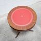 Vintage English pedestal table in wood and leather