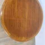 Table basse vintage ronde en teck et rotin