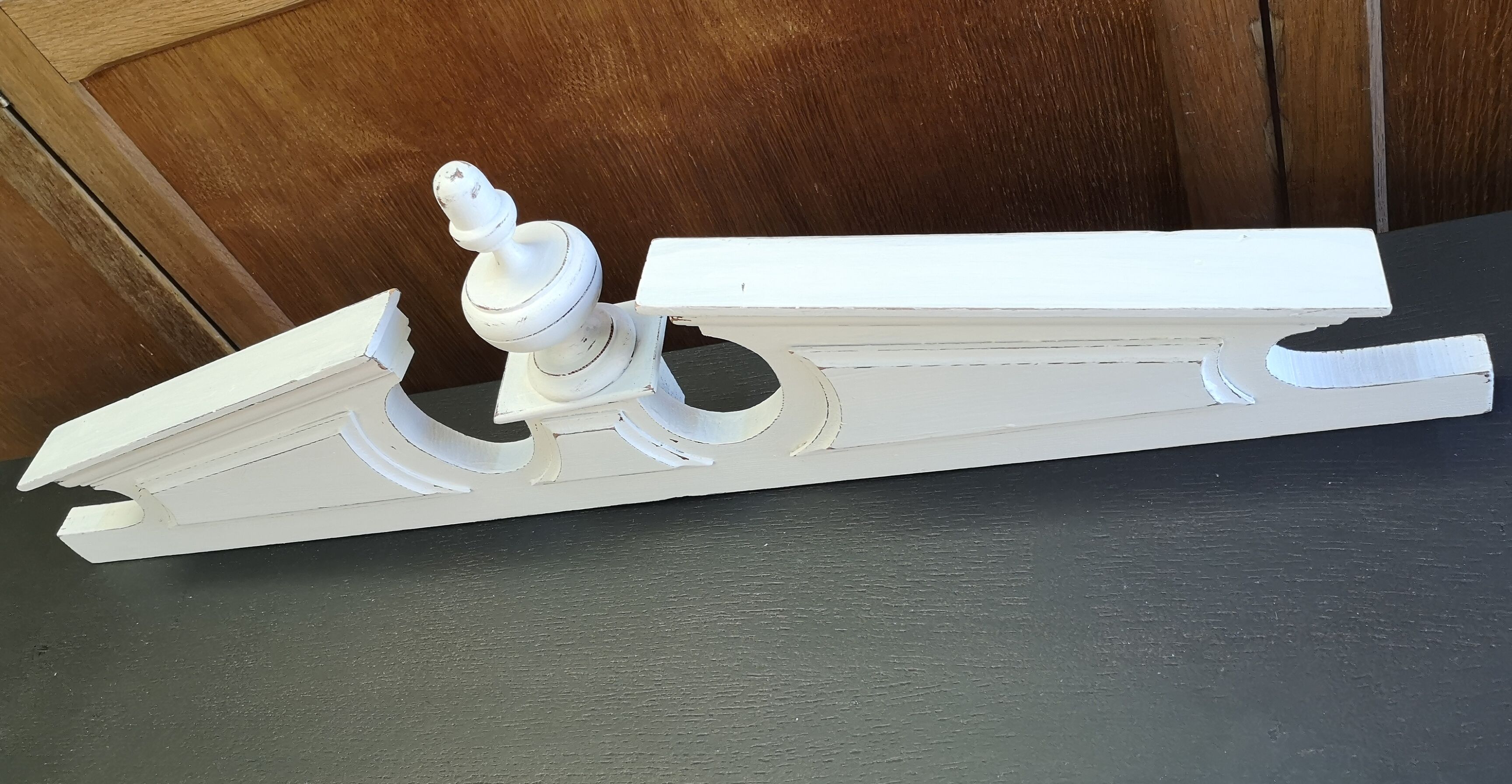 Fronton patine shabby chic gustavien XIX ème 76 cm