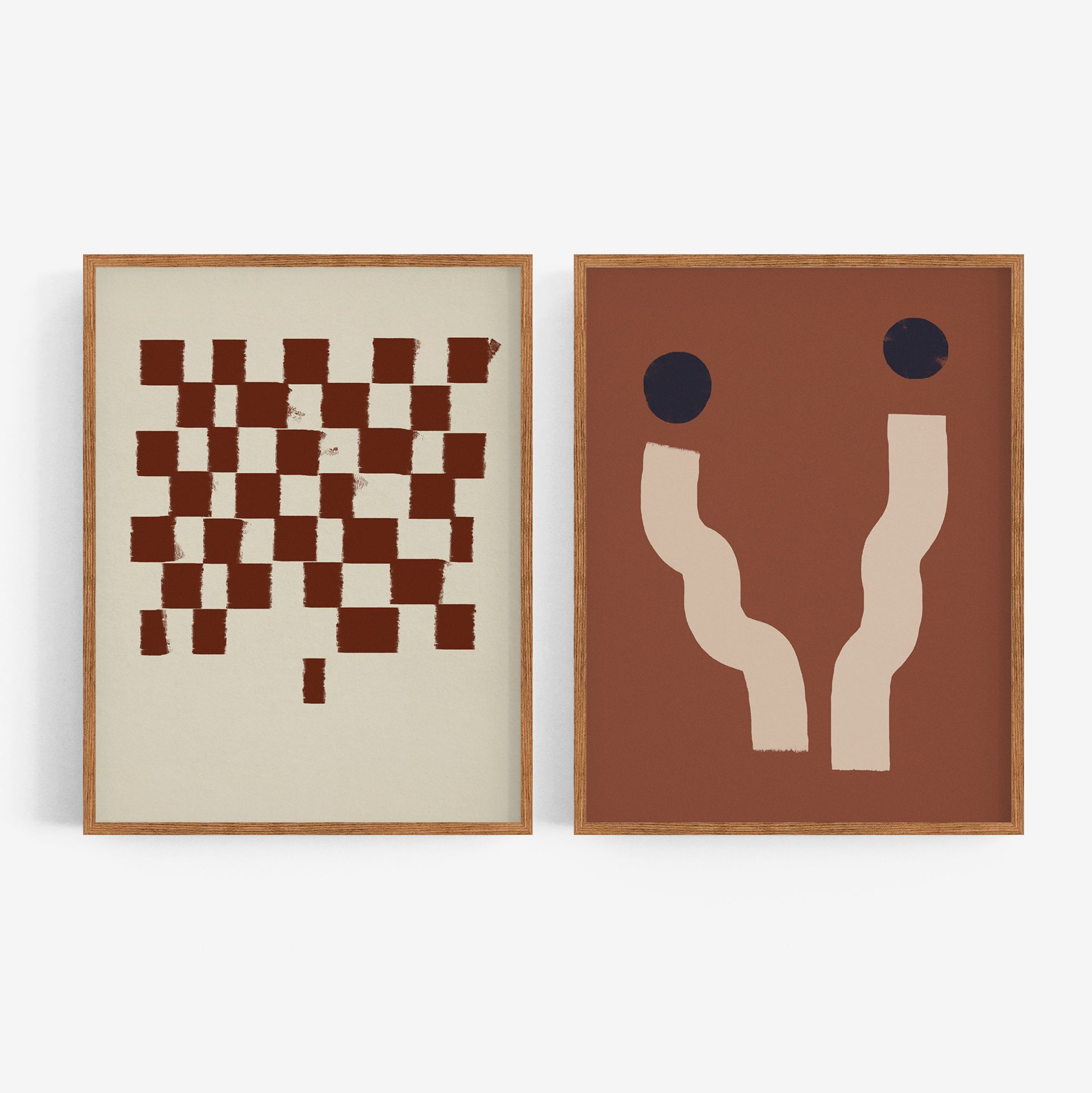 Pair of prints, checkered wall art set of two, 50x70cm