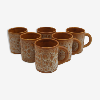 Series 6 ceramic mugs Niderviller Fauve vintage