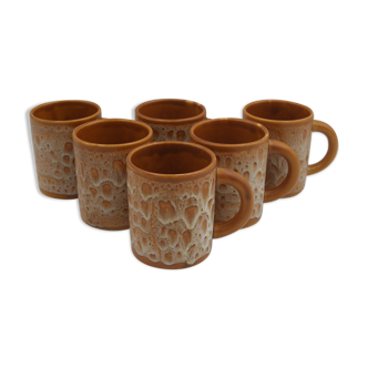Series 6 ceramic mugs Niderviller Fauve vintage