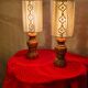 Paire de lampe vintage en bois coton tressé style scandinave 31x11 cm