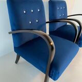 Pair of Blue Italian Art Deco Armchairs, 1930s