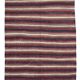 Tapis kilim turc à rayures rouges et bleu marine de 4x9, 136x284 cm