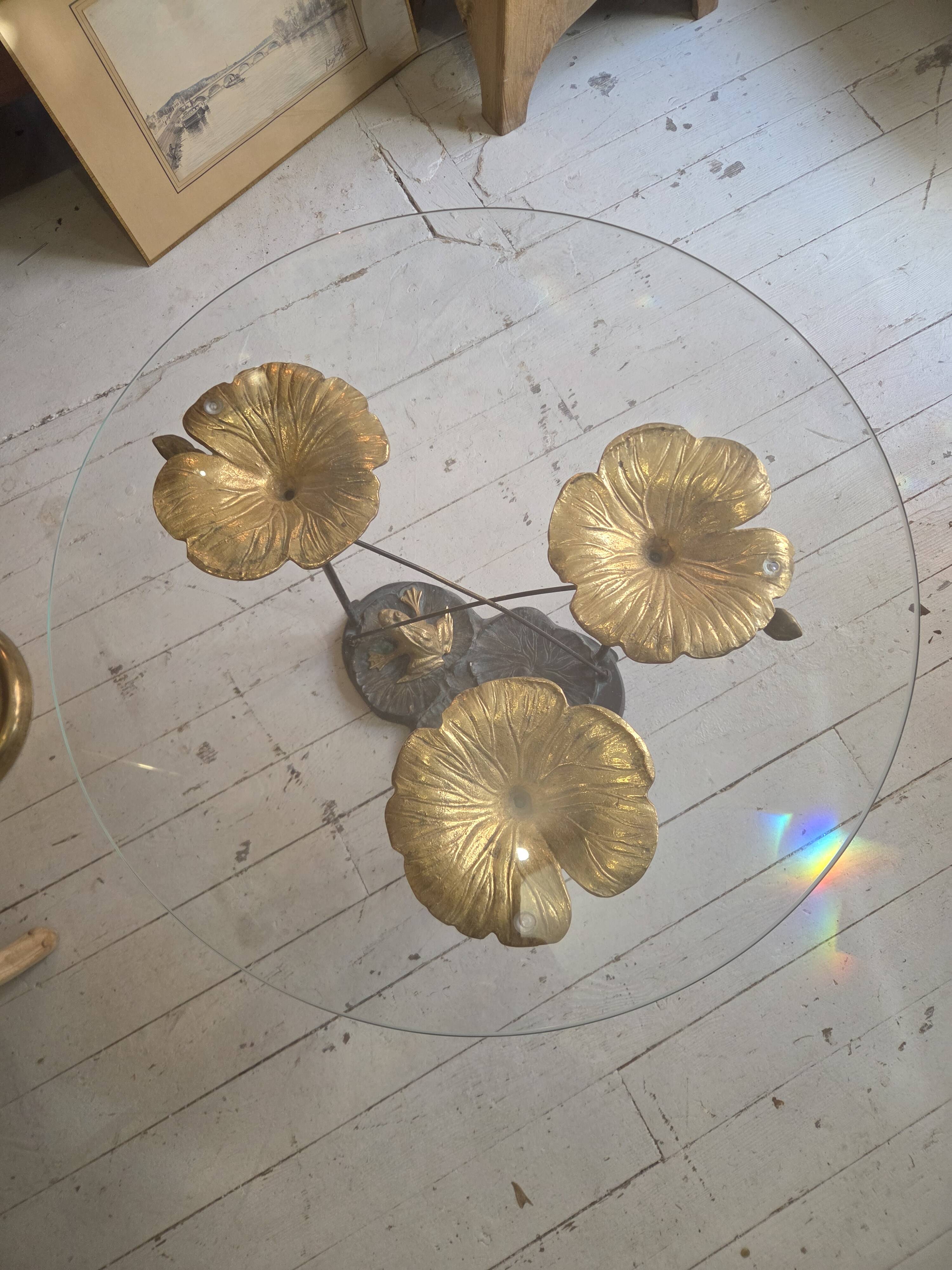glass and bronze coffee table Jansen