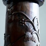 Pedestal plantstand, colum mahogany, handcarved wood, 1950s