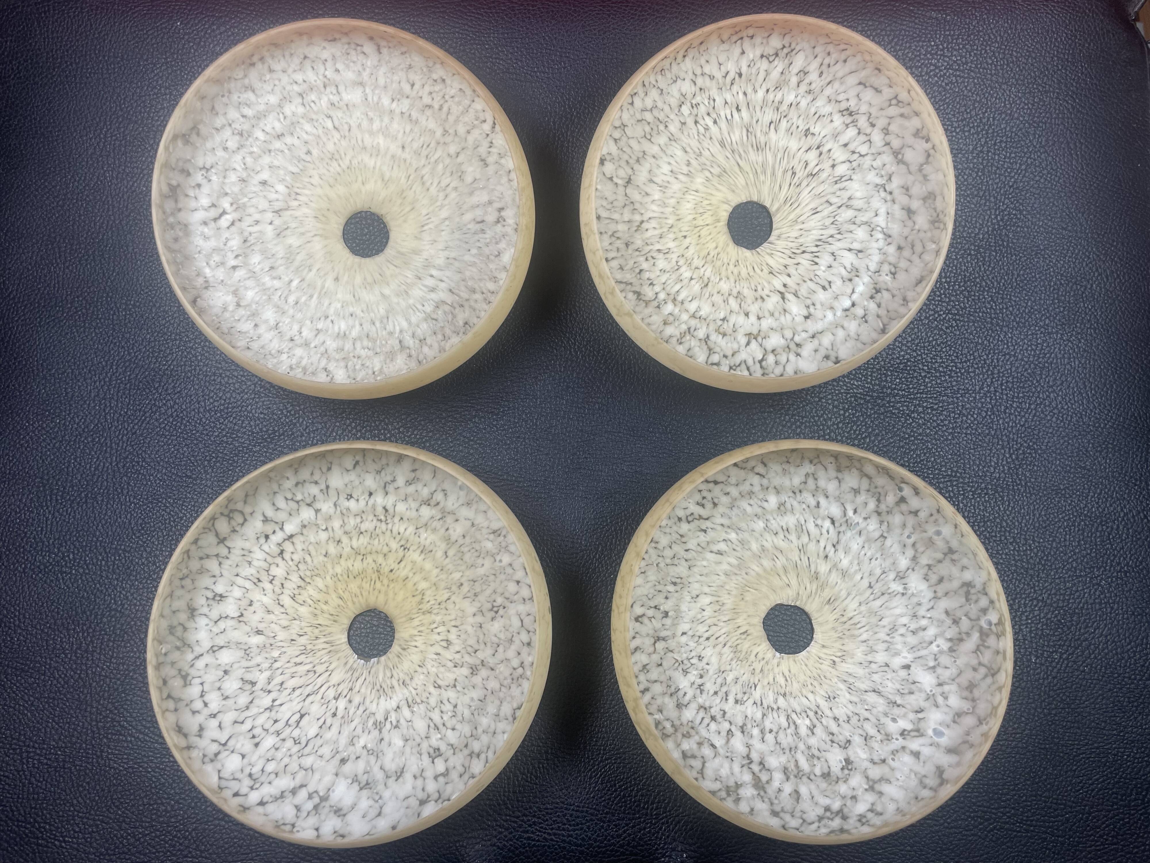 Ceiling light, old speckled glass lampshade, set of 4