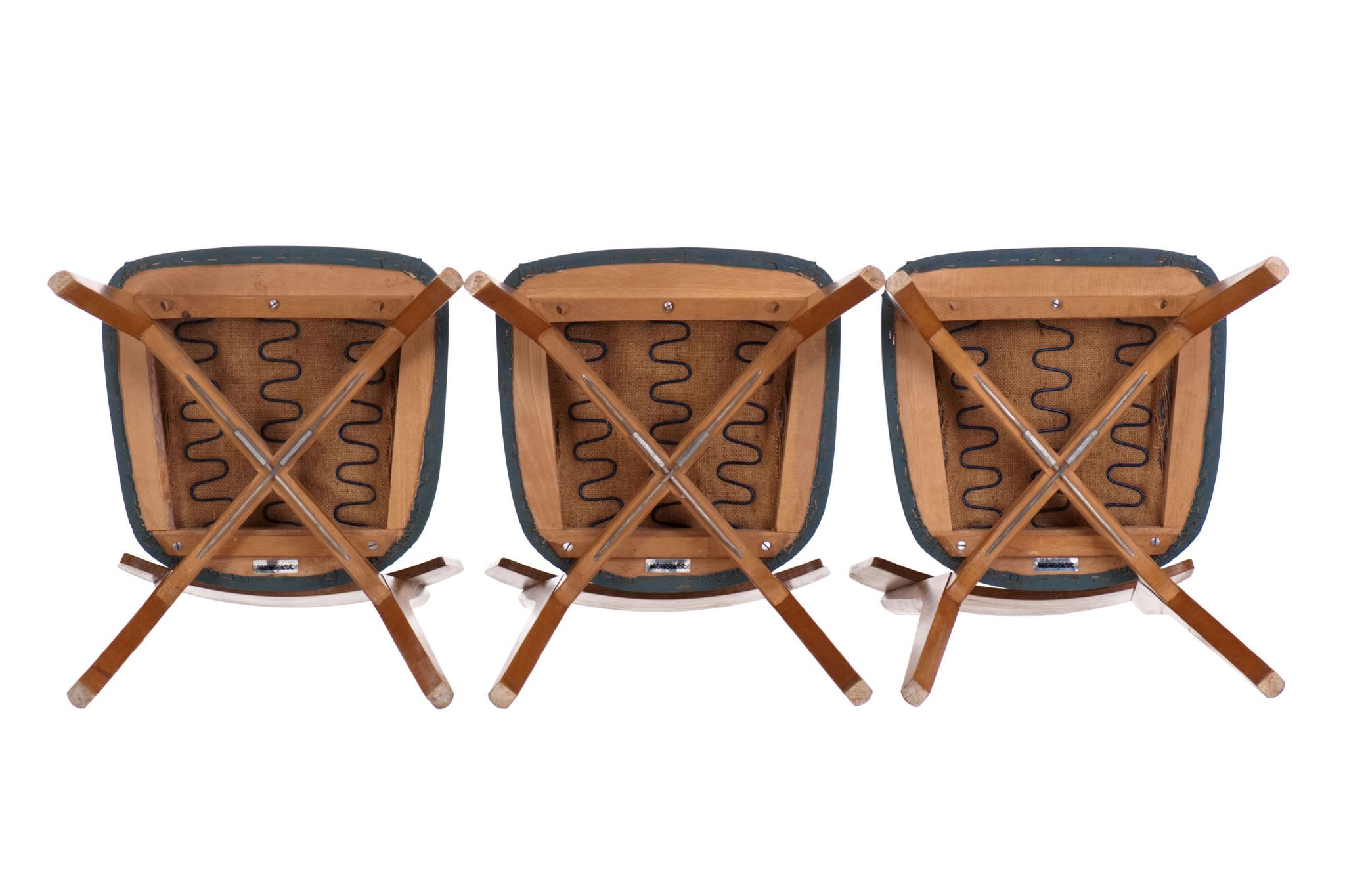 3 vintage chairs 1960 Monobloc compass feet and duck blue ska