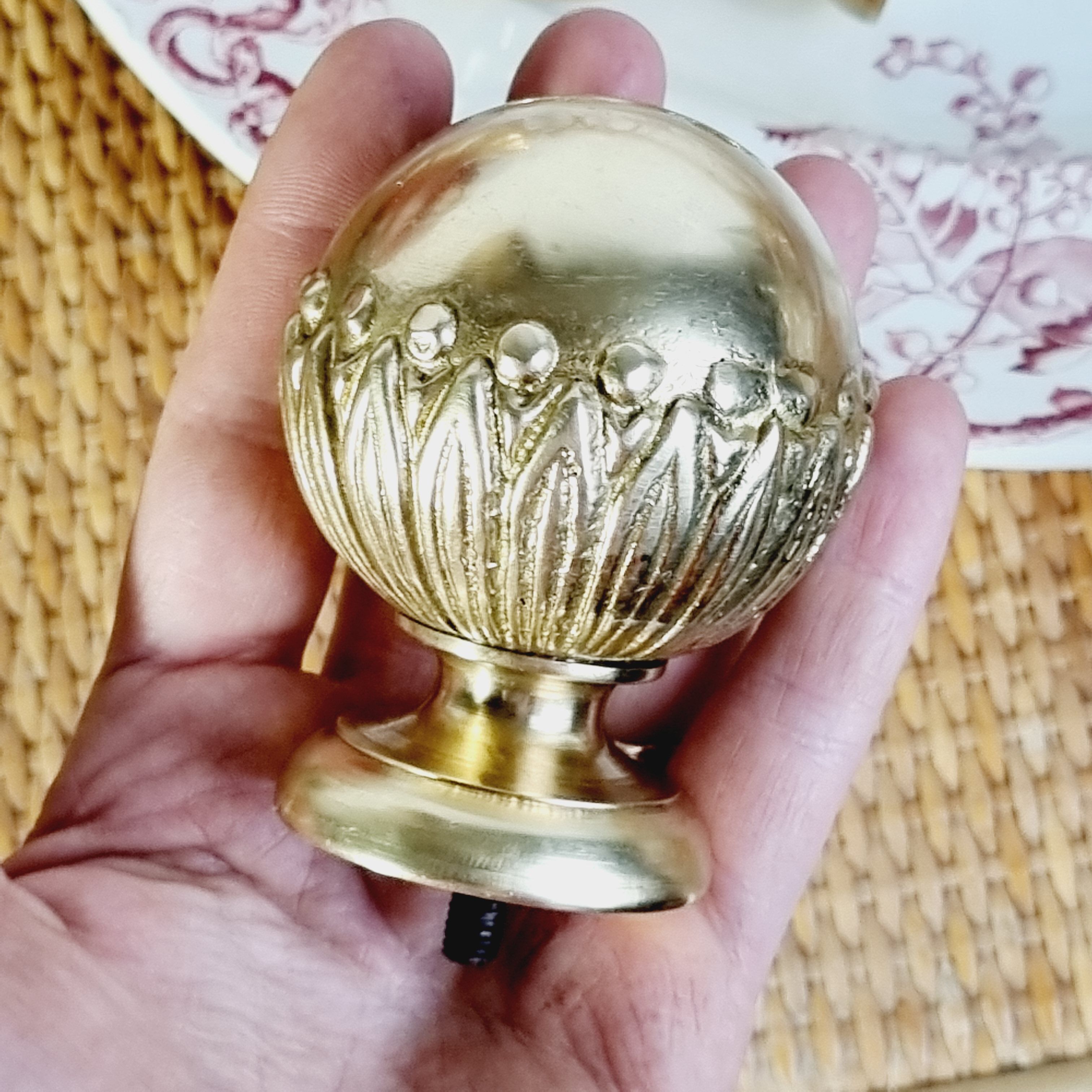 2 gilded brass door handles