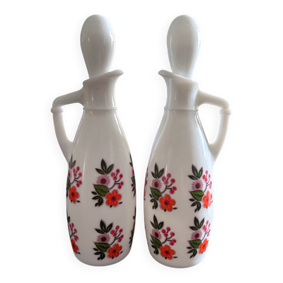 Paire de flacons décor floral