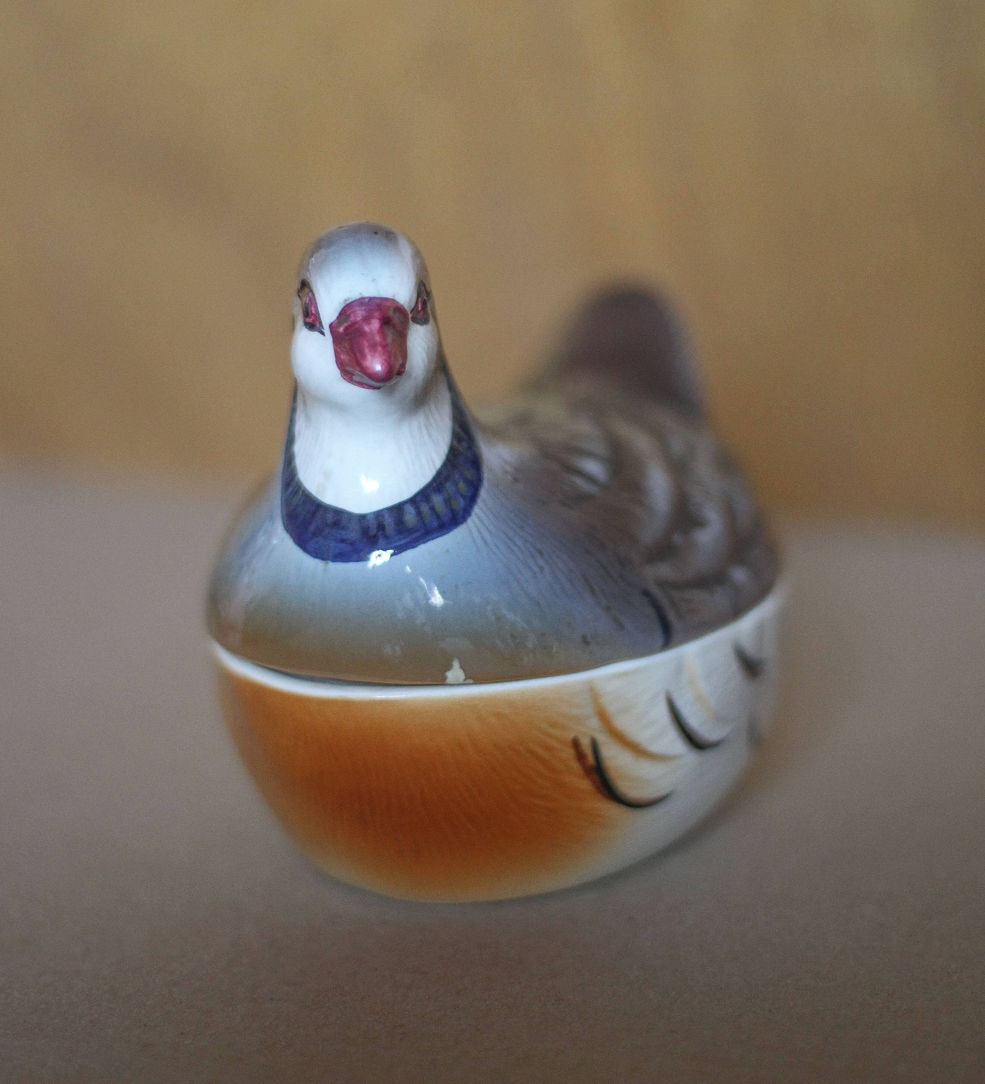 Michel Caugant terrine, partridge-shaped terrine, earthenware bird