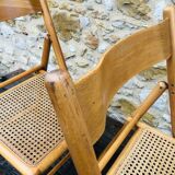 Set of 2 vintage folding chairs, rattan cane for Habitat, circa 70/80