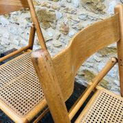 Set of 2 vintage folding chairs, rattan cane for Habitat, circa 70/80