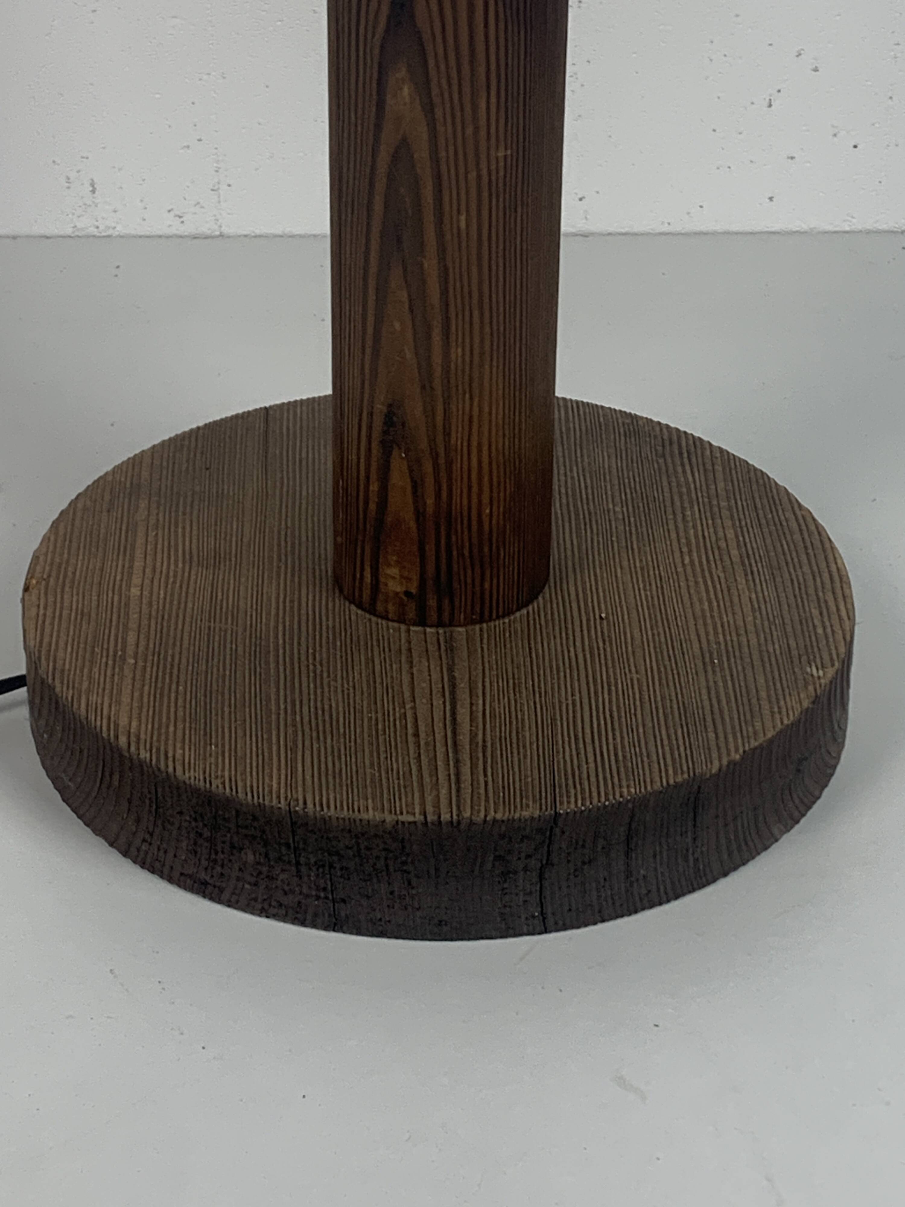 Midcentury brutalist oak floor lamp with 4 spheres, 1970s  by Temde Leuchten