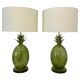 Pair of Italian Art Deco Pineapple Murano Glass Lamps with Lampshades