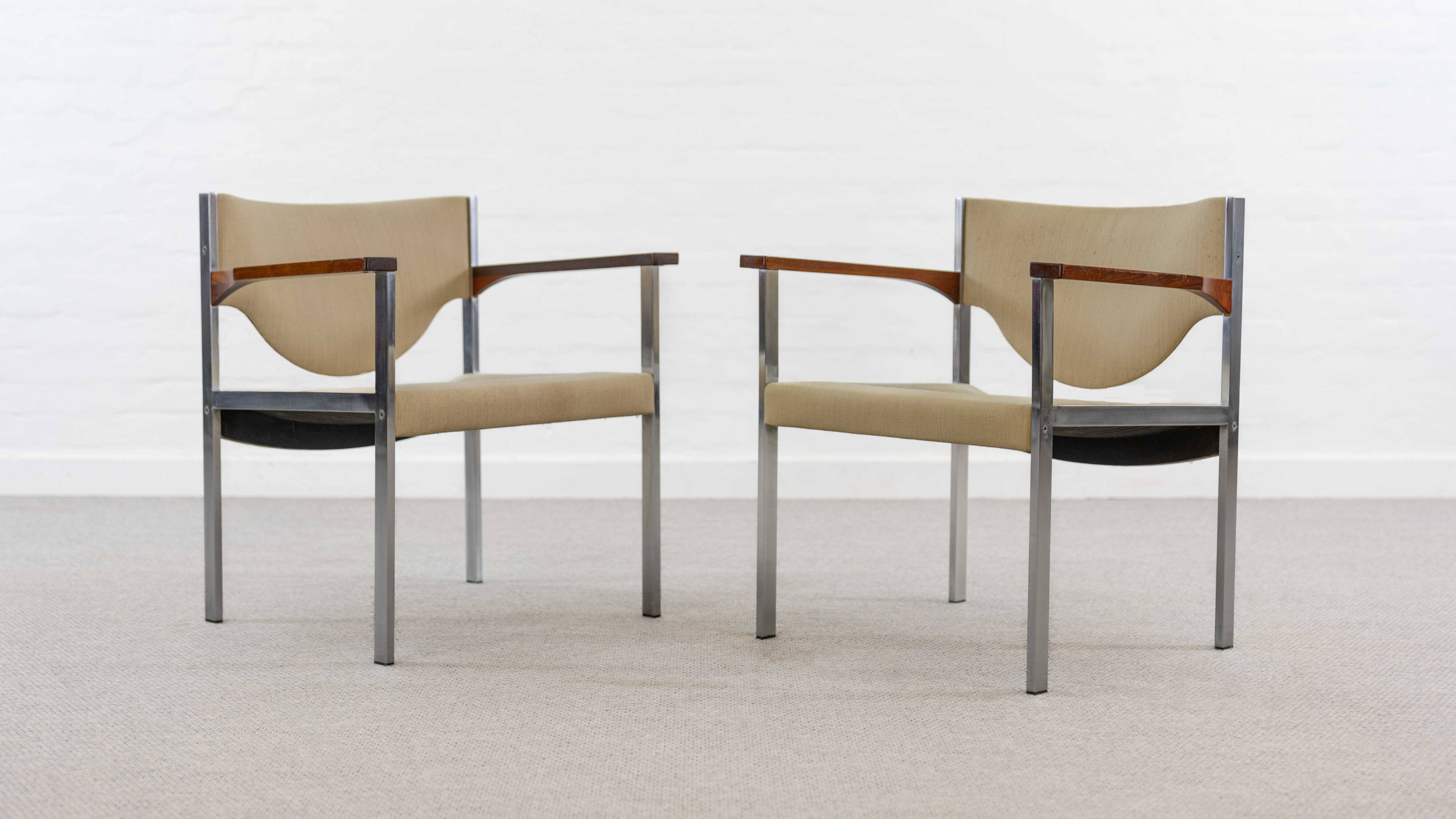 Pair club chairs, model 206 by lübke, 60s
