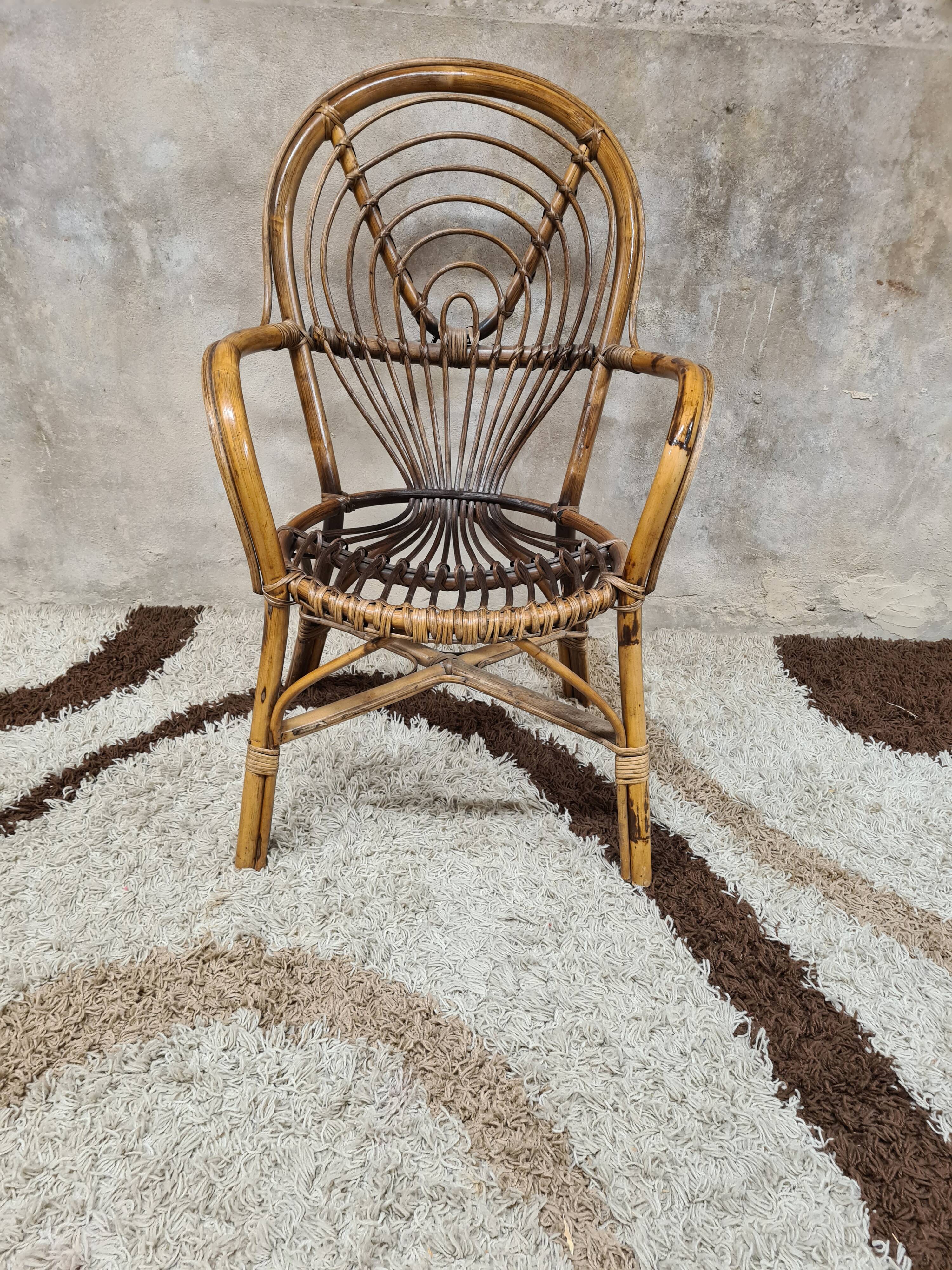 Vintage bamboo rattan armchair