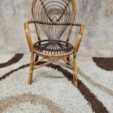 Vintage bamboo rattan armchair
