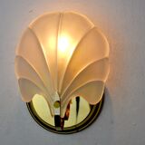 Shell wall lamp, opaque glass, italy, 1980