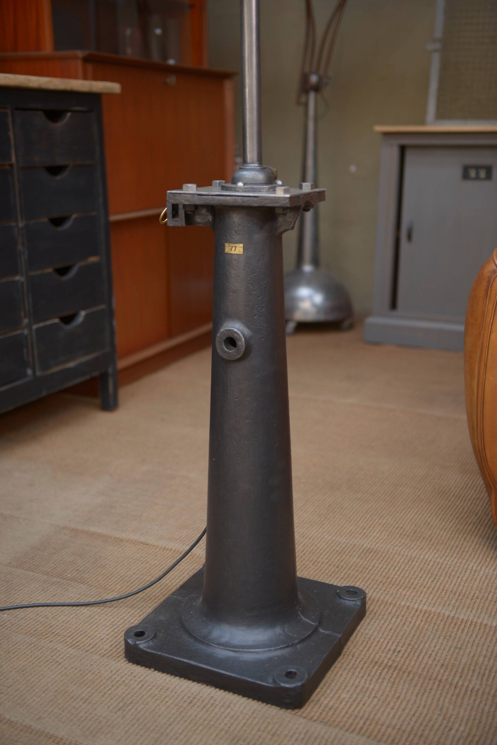 Old gas pump floor lamp in cast iron metal and glass 1930