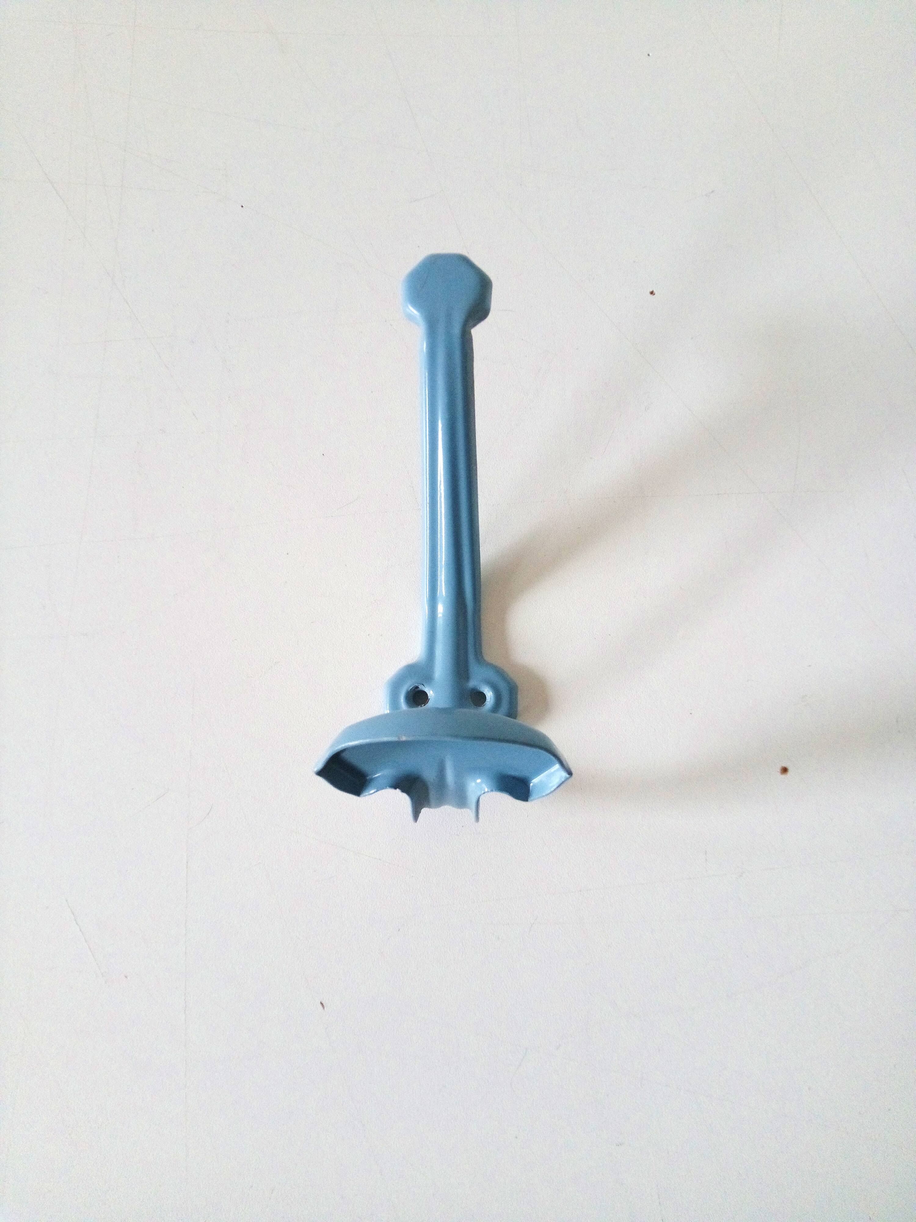 Vintage wall hook - blue lacquered metal - 1960-70