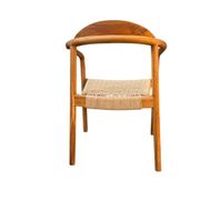 Ensemble de 4 chaises en bois massif avec cordon et accoudoirs