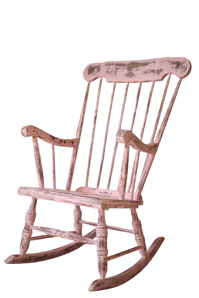 Rocking-chair vintage 50 in pink patina wood
