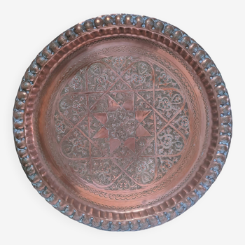 Copper tray Morocco 1930s diameter 48 cm