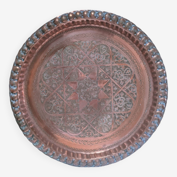 Plateau cuivre Maroc années 30 diamètre 48 cm