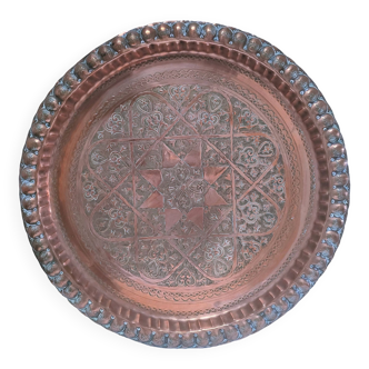 Copper tray Morocco 1930s diameter 48 cm