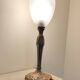 Lamp with a 19th-century chiseled bronze base and antique glass shade