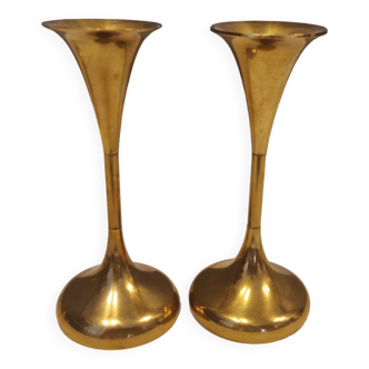 Danish designed candle holders in solid brass.