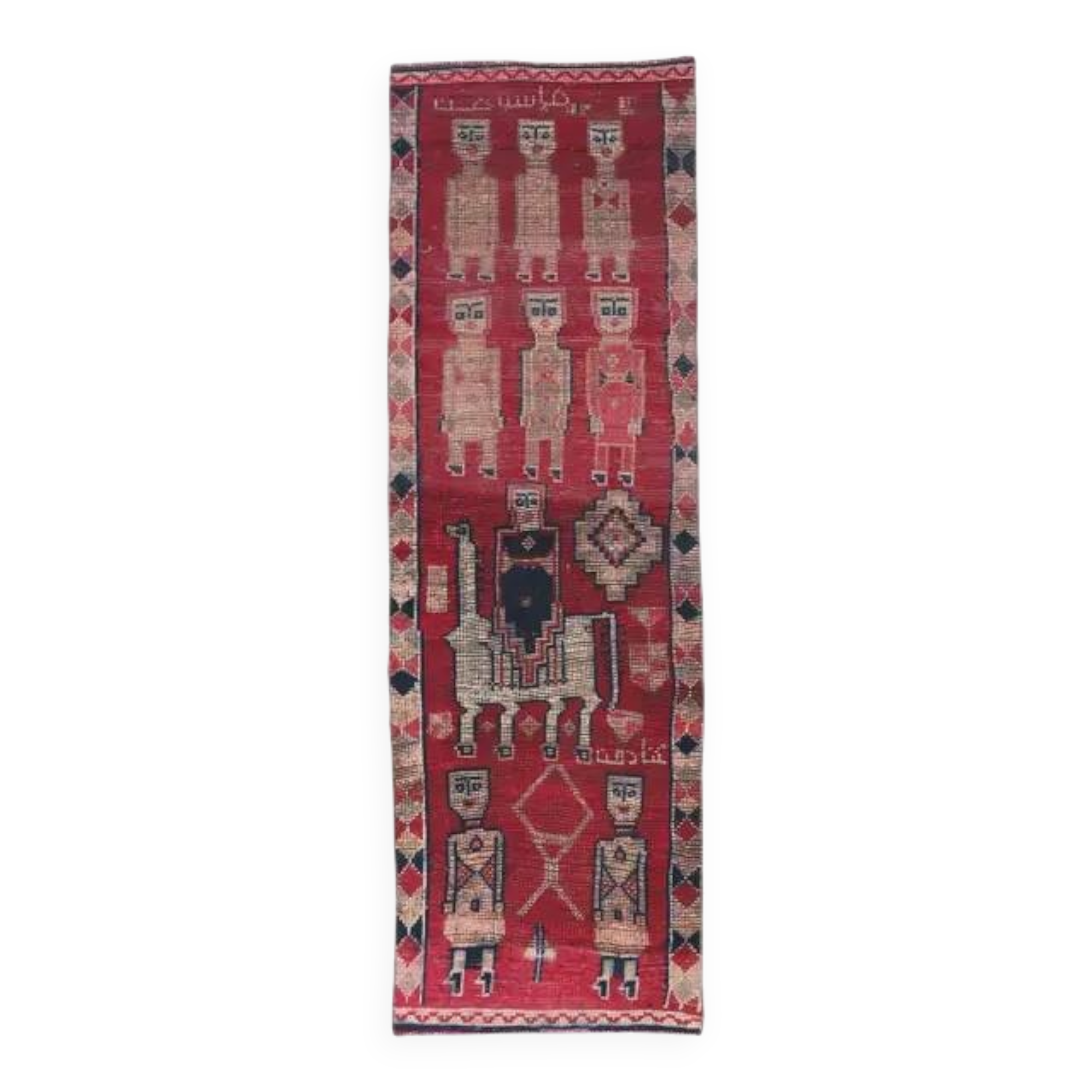 Vintage Turkish Hand-Knotted Wool Cotton Purple Runner 90x288
