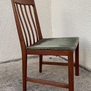 Pair of Scandinavian teak and velvet chairs from the 1960s.
