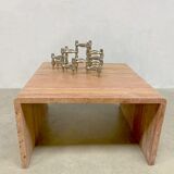 Vintage Italian travertine marble coffee table 'pink chique'
