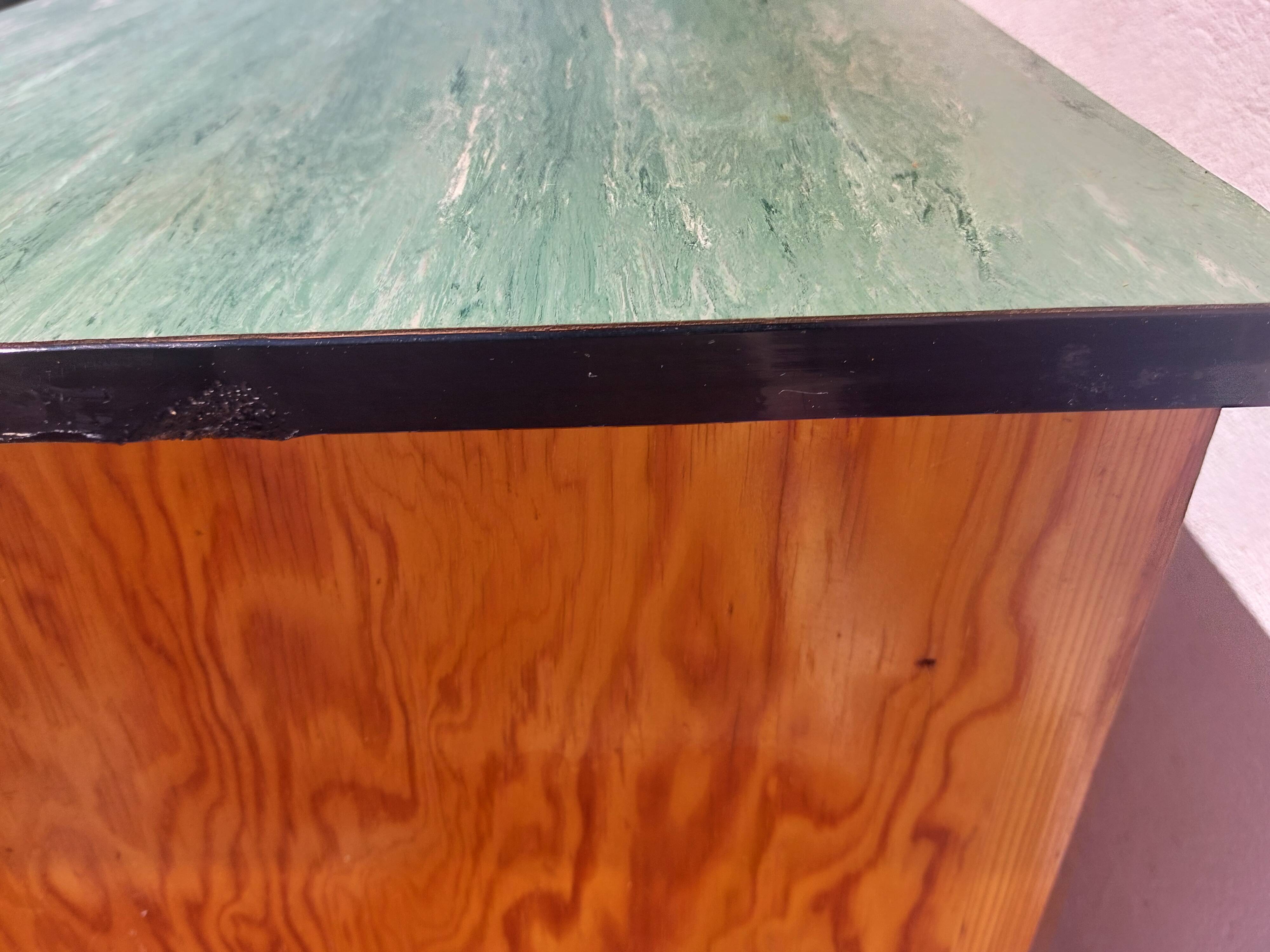 Mado wooden buffet, green and black tray, vintage.