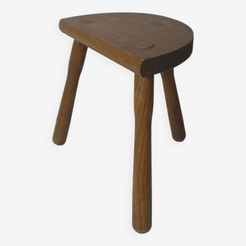 old milking bench tripod stool in solid wood