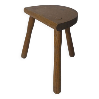 old milking bench tripod stool in solid wood