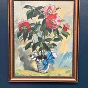 Swedish Oil on Panel – "Flower Motif in Pot” by G. Källbom