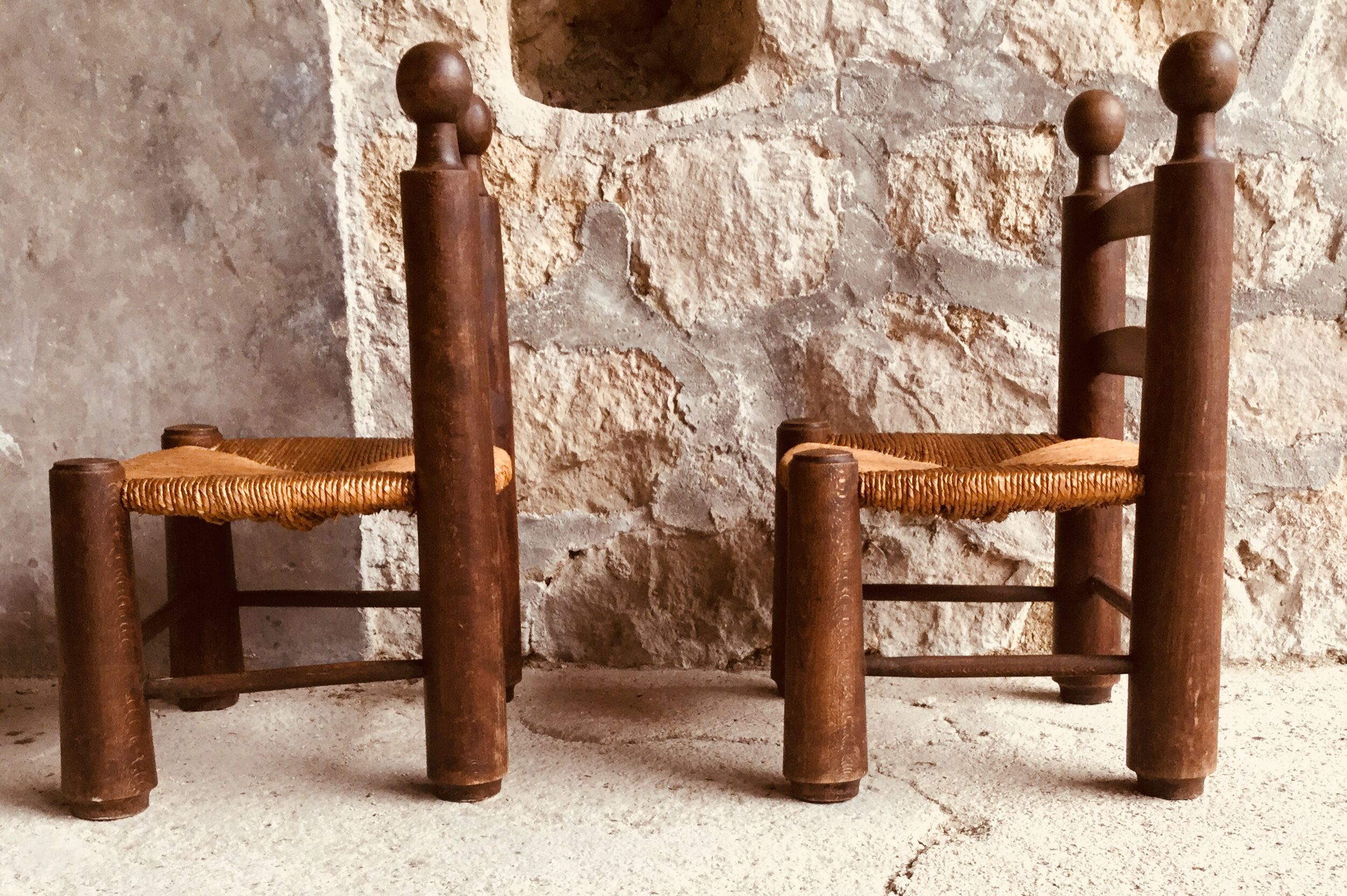 Pair of low-mulched chairs country spirit 1960