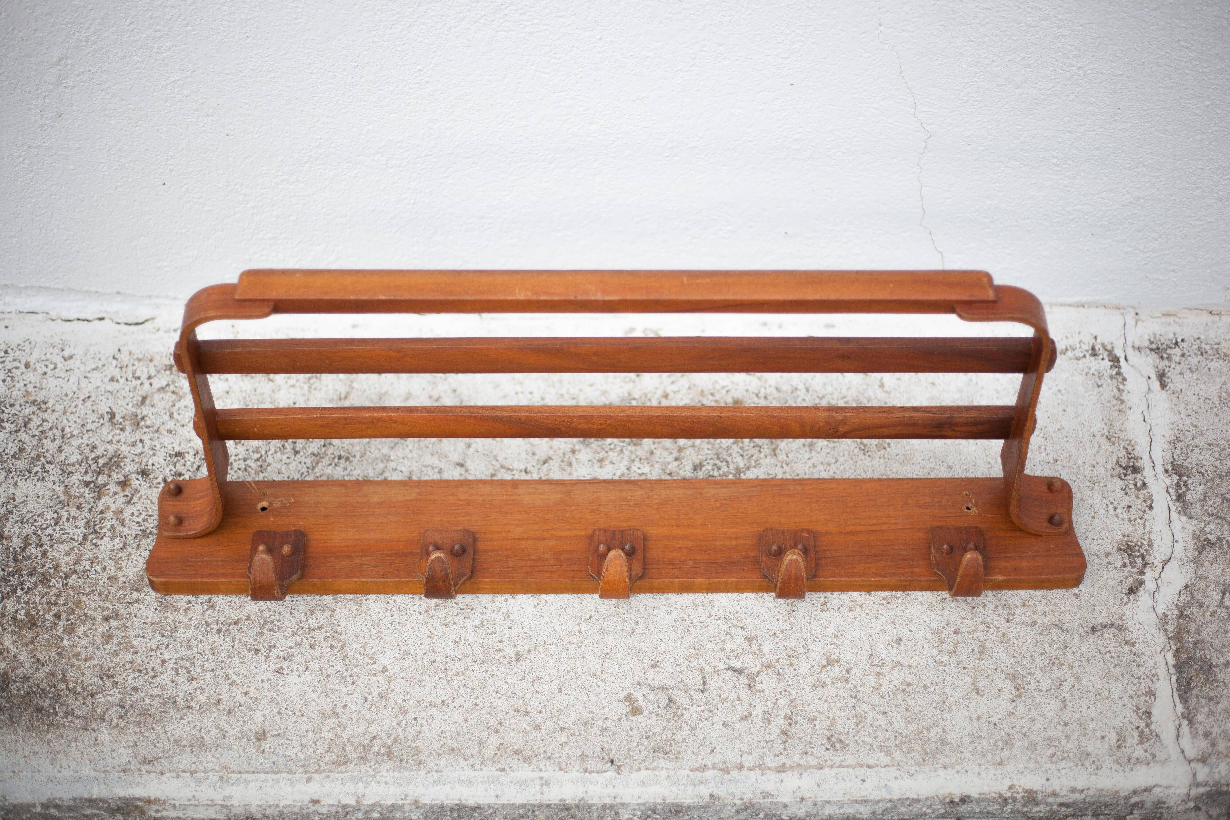 German wooden coat rack attributed to Bruno Paul, vintage coat rack, wall coat rack, woode