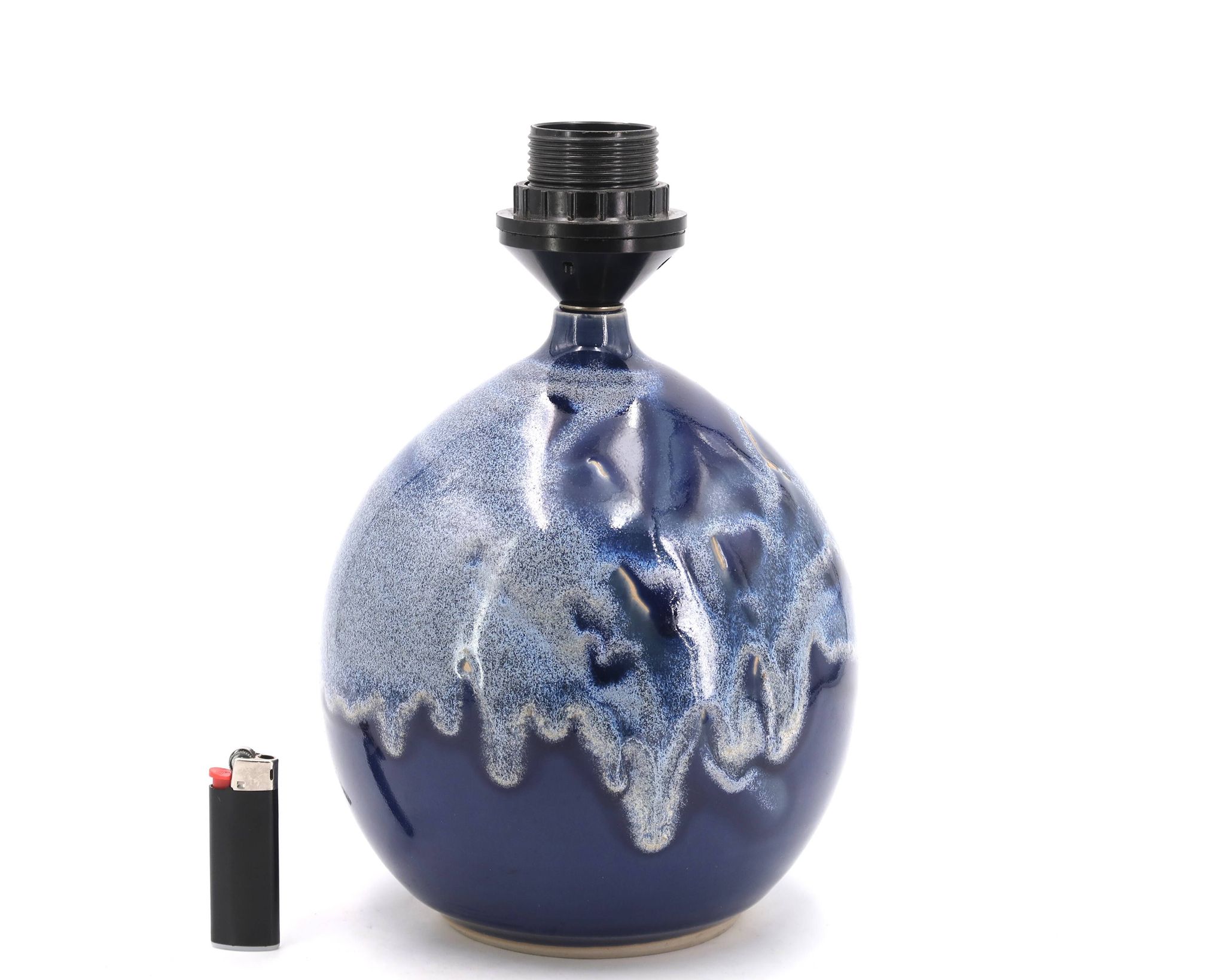 Lampe de potier en céramique fat lava bleu, années 70