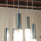 Waterfall chandelier space age 5 branches with tulips chiseled in glass 1960