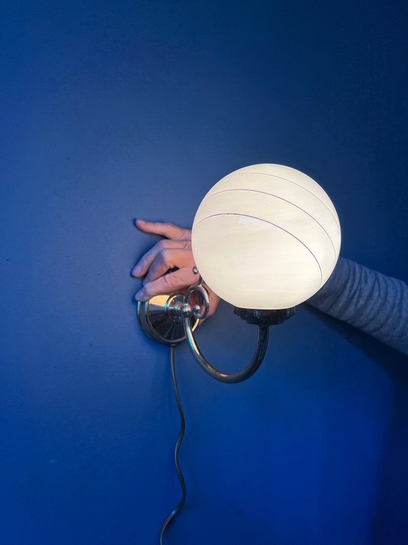 Set of 2 wall lights Hollywood Regency opal glass