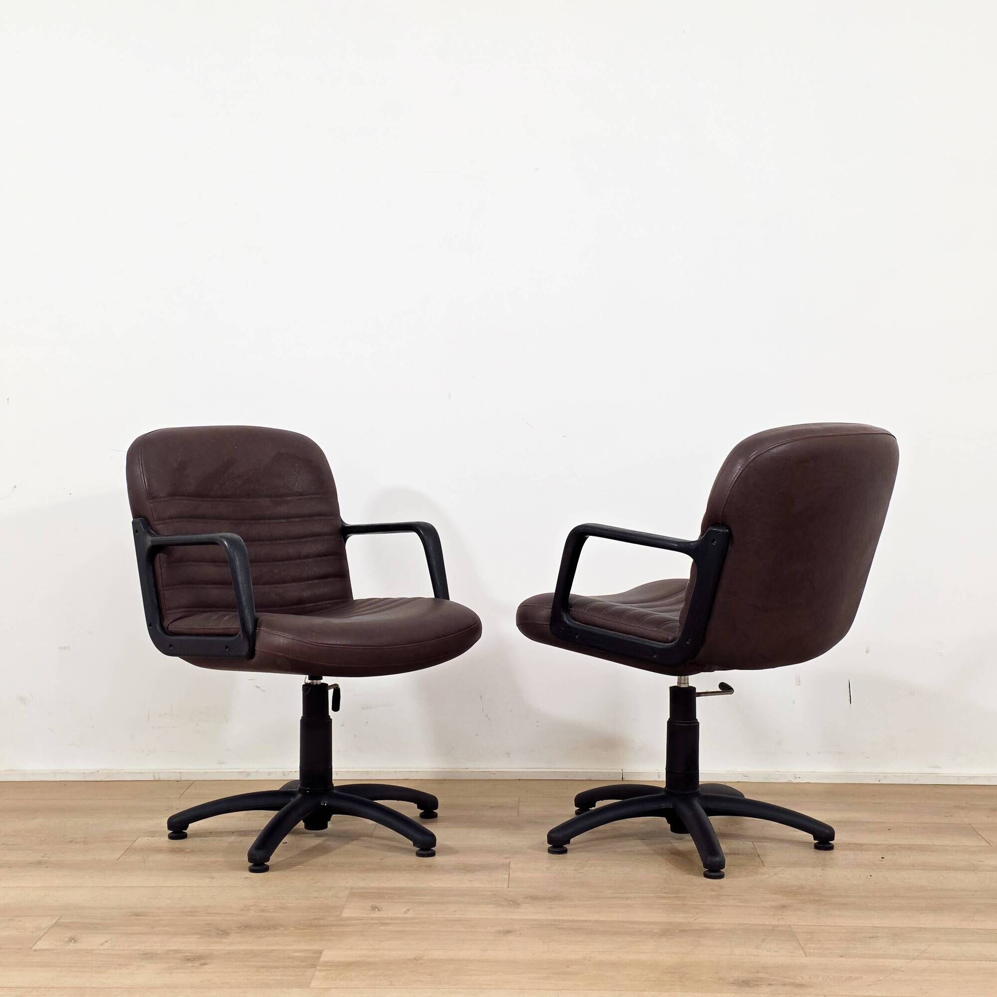 Brown swivel armchair pair by Palladium - made in Italy 1970